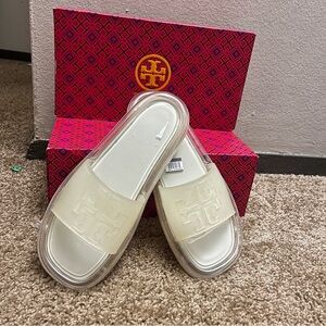 Tory Burch Cream Slide Sandals